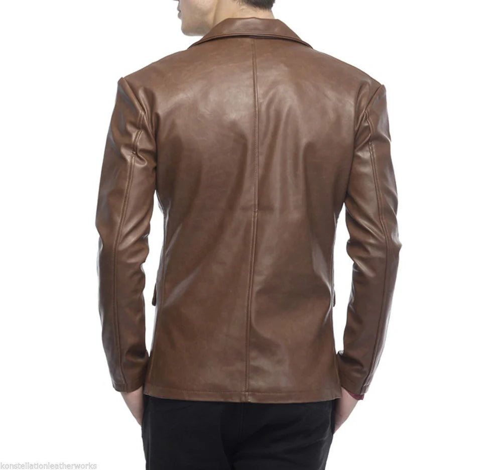 2 Button Lambskin Leather Blazer